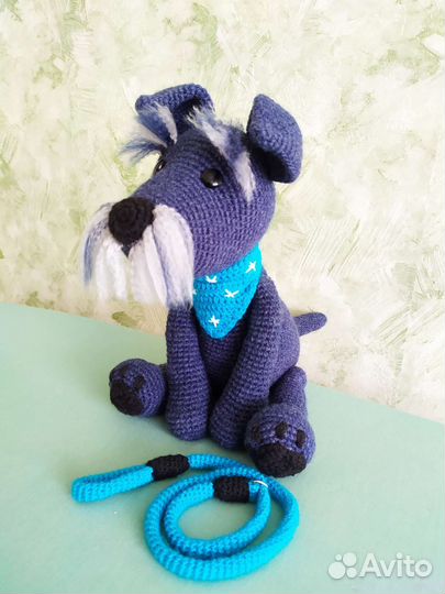 Вязанные игрушки - собака Цвергшнауцер / зайчик