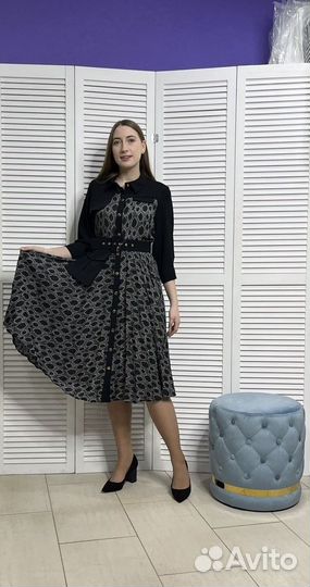 Платье рубашка женское новое шифоновое черное 42