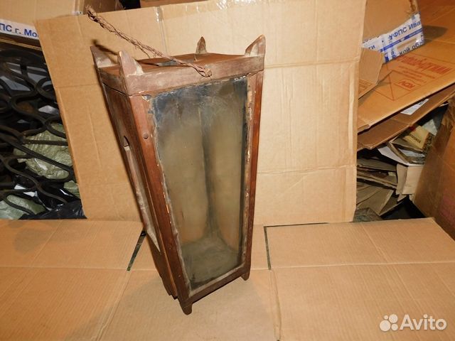 Антикварный, деревянный фонарь под свечу- горелку