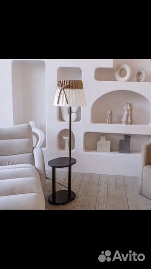 Абажур прованс с бантиком Лён