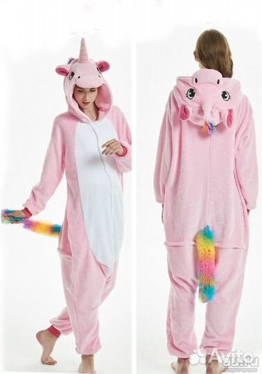 Кигуруми Единорог с радужным хвостом размер S, М