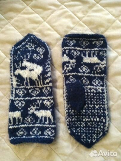Варежки вязаные спицами, новые
