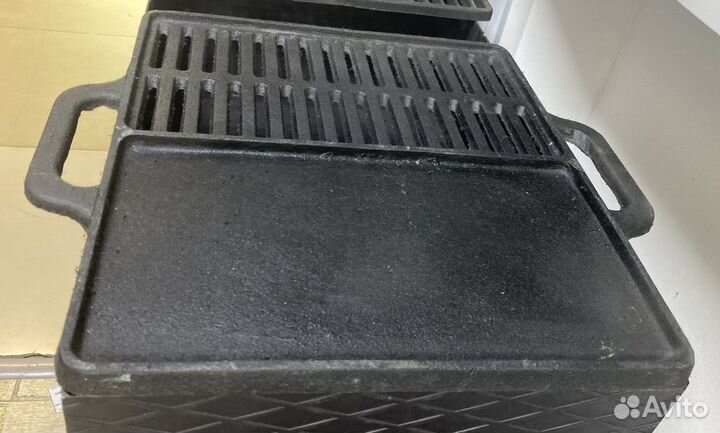 Решетка гриль сковорода чугунная 460х390