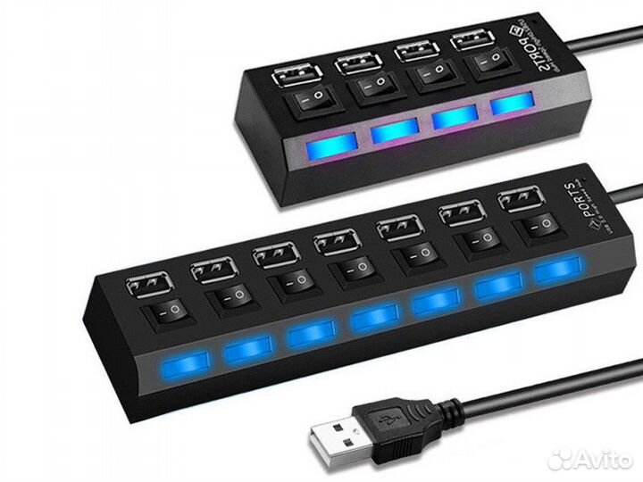 USB разветвитель 3 / 4 / 7 портов / USB 2.0 HUB