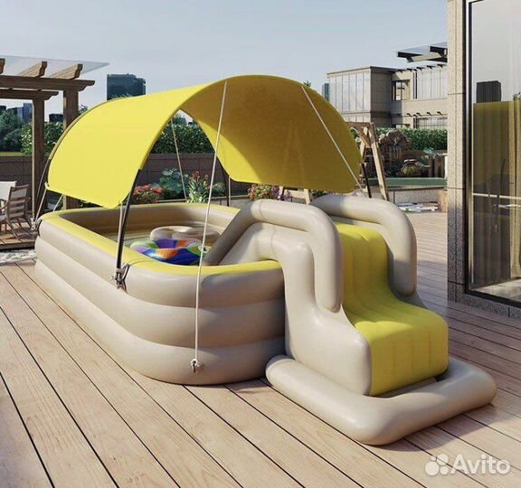 Детский надувной бассейн с горкой