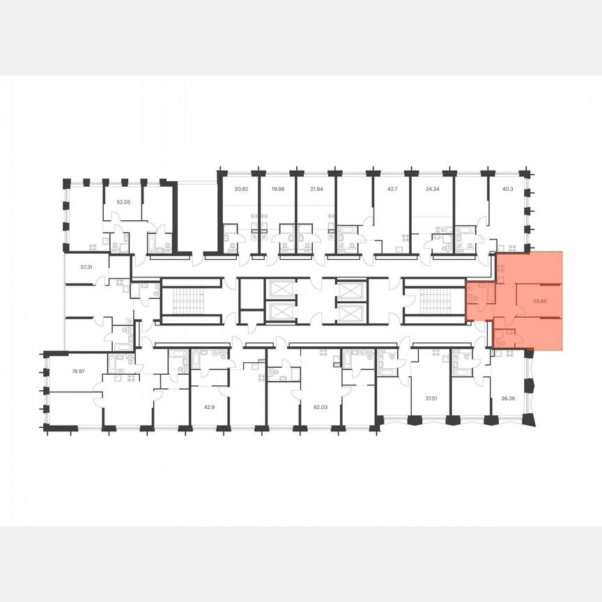 2-к. квартира, 53,4 м², 22/32 эт.