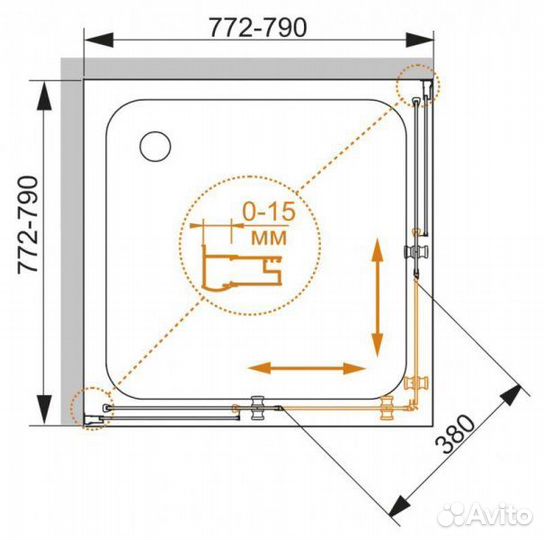 Душевой уголок Cezares pratico-A-2-80-C-Cr (800x80