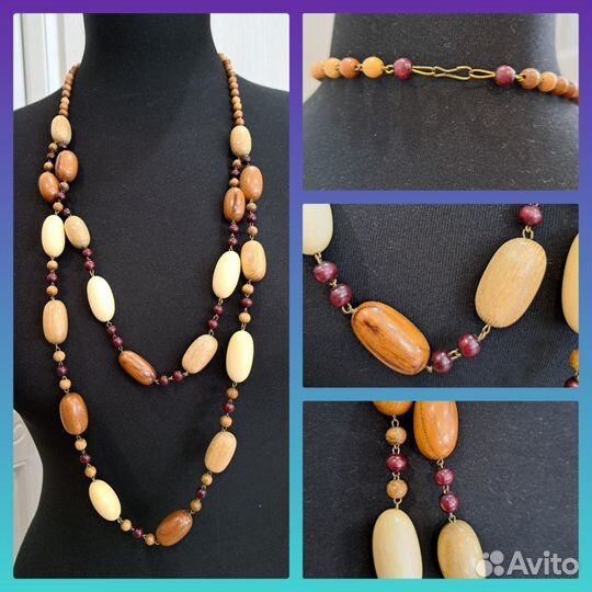 Бусы деревянные + браслет