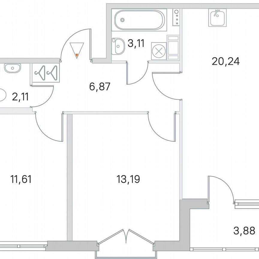 2-к. квартира, 59,1 м², 4/4 эт.