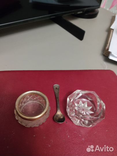 Солонки СССР и мельхиоровая ложечка