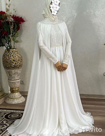 Мусульманское свадебное платье абая прокат