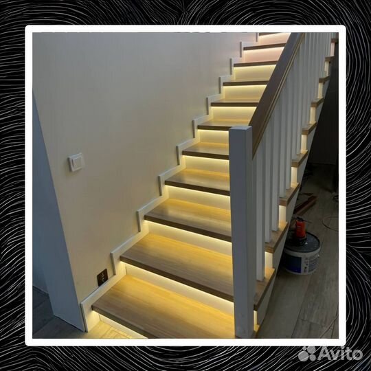 Отделка межэтажной металлической лестницы деревом