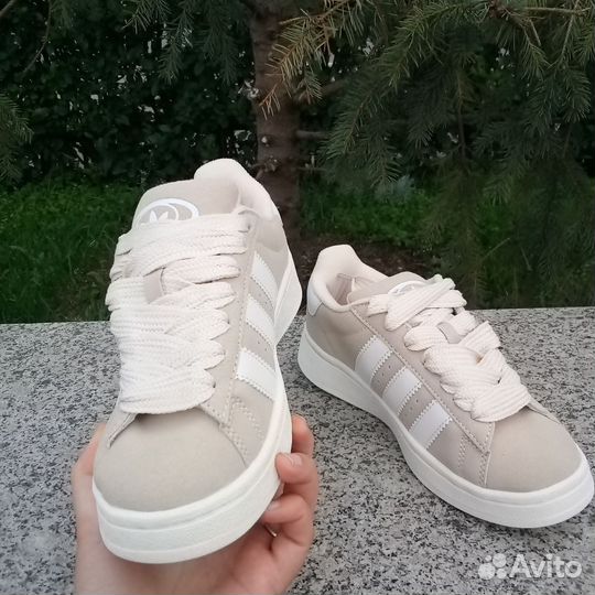 Кроссовки бежевые adidas campus женские