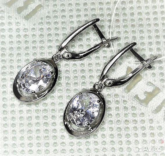 Серьги серебро горный хрусталь С146