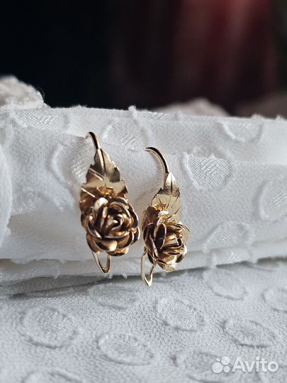 Золотые серьги Розы 583 СССР