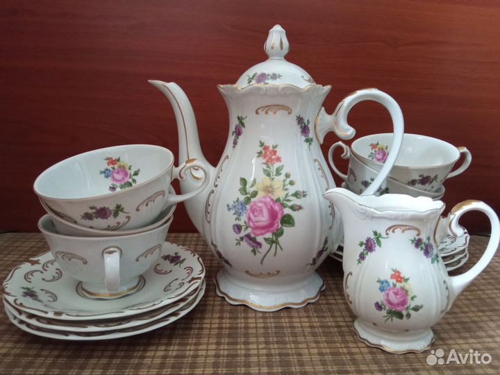 Чайный сервиз Райхенбах ГДР тонкий фарфор