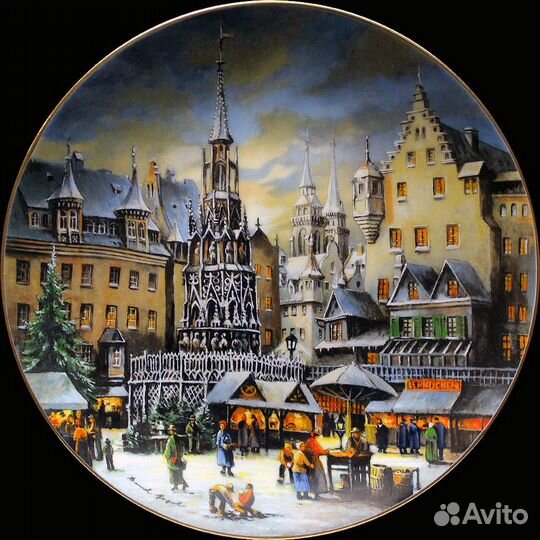 Винтаж Рождественские рынки декоративные тарелки