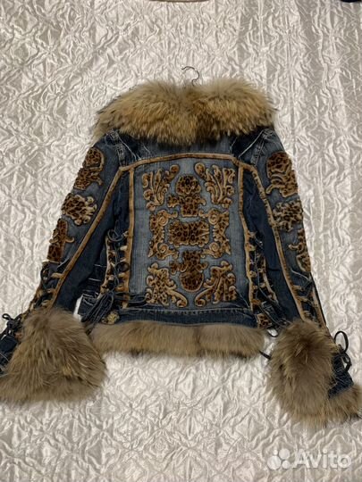 Джинсовая куртка с мехом женская 42-44