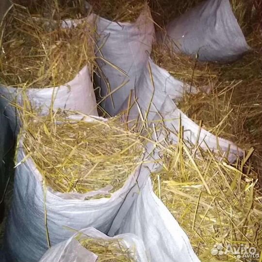 Солома в мешках