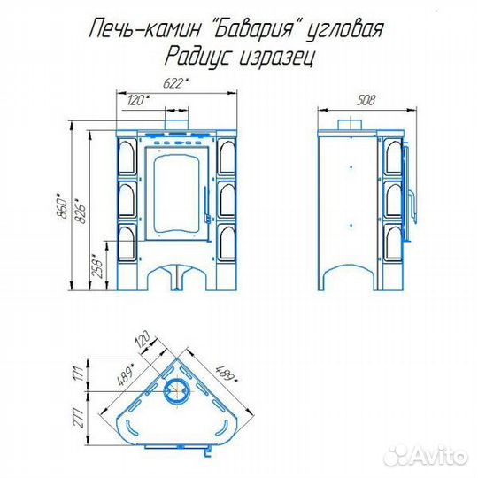 Печь Экокамин Бавария Угловая Радиус изразцовая Ба