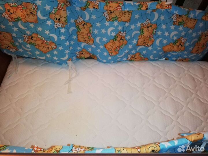 Детская кровать матрас бортики пеленальная доска