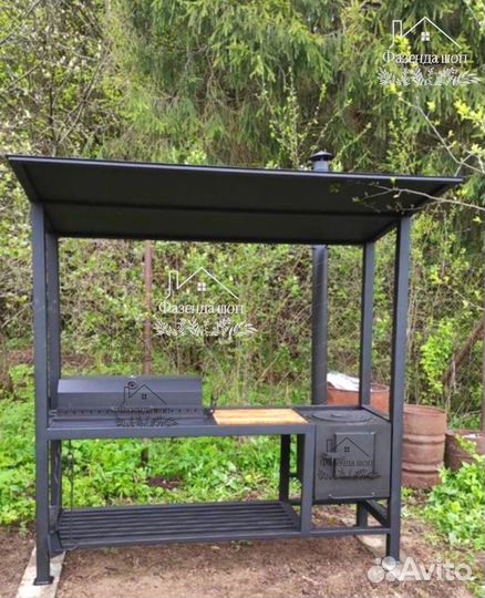 Мангал лофт с крышей