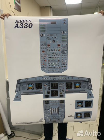 Плакат кабины самолёта Airbus A330 формат А0
