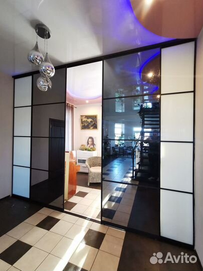 Перегородка белое стекло/зеркало графит