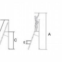 Ссв-2,2тшм стремянка стеклопластиковая с вертикальной опорой, Телеком, широкие ступени, металлически