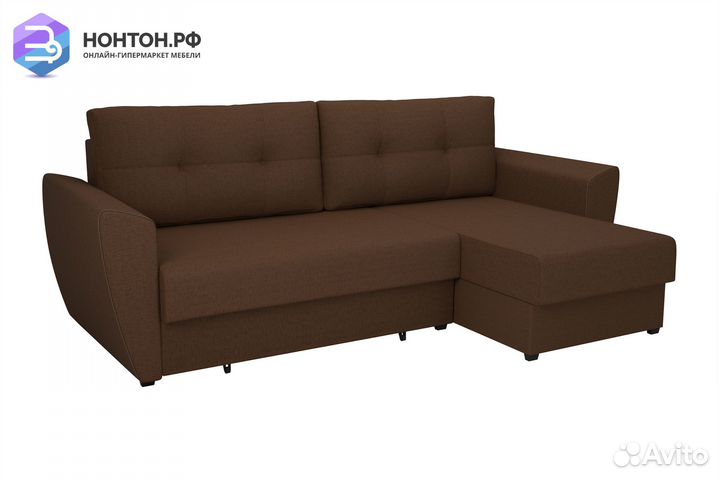 Диван угловой выкатной София коричневый
