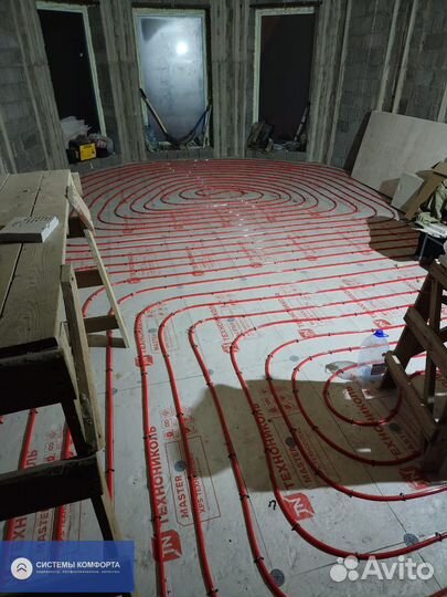 Теплый пол Стяжка пола под ключ в коттедже