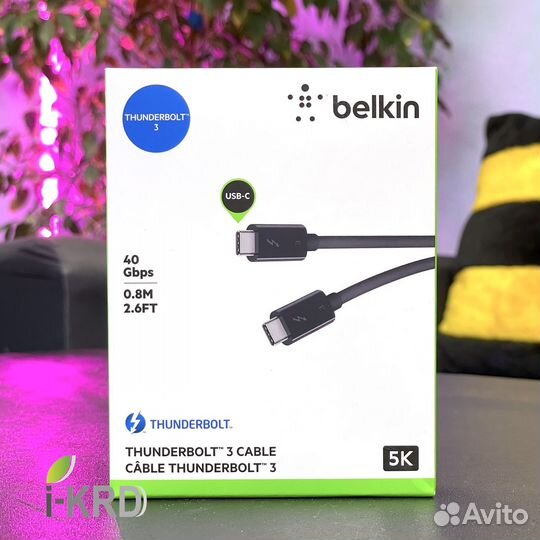 Thunderbolt 3 USB-C 0.8м Belkin, 40Gbps (новый)