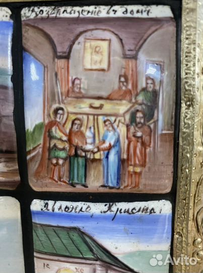 Икона Георгий Победоносец финифть