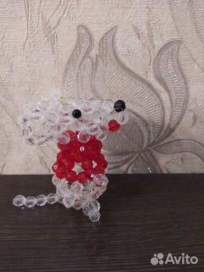 Фигурки из бусин, выс. 8 -9см. Кошка+ мышка+ схемы