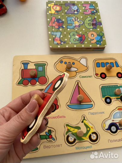 Деревянные игры вкладыши, пазлы