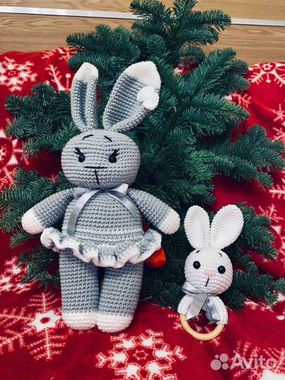 Вязаный заяц ручная работа