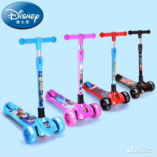 Самокат трехколесный с героями мультфильмов