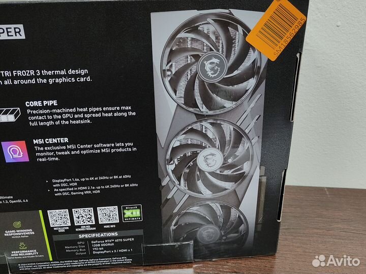 MSI 4070 Super 12 Gb гарантия 3 года