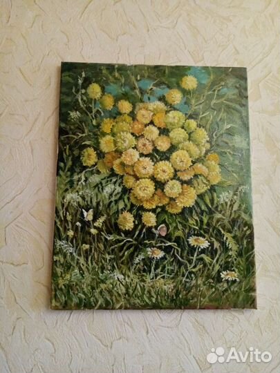 Картина маслом на холсте цветы, размер 95 на 70 см