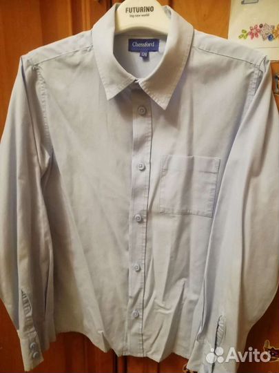 Рубашки для мальчика белые и голубые, 122-140см
