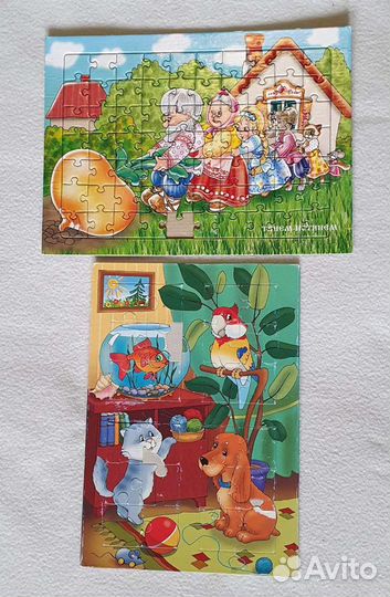 Деревянные, картонные пазлы от 2 лет. Звери.Сказки