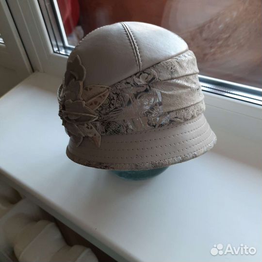 Шапка-шляпа женская кожаная