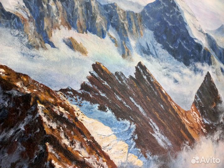 Картина акрилом на холсте 40х60см. Горный пейзаж