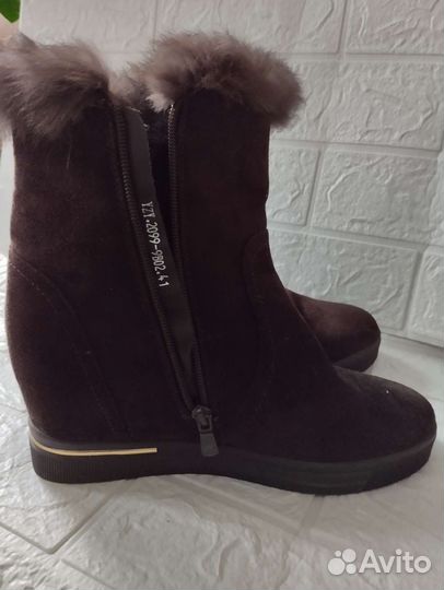 Полусапожки женские замшевые с мехом