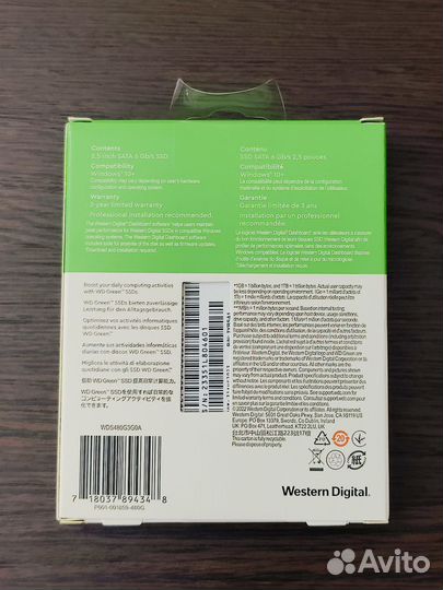 Новые SSD 480GB Western Digital Green