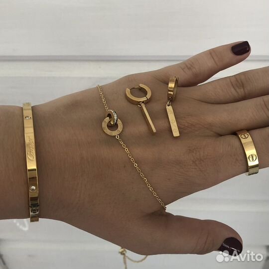 Комплект Love цвет золото стиль Cartier