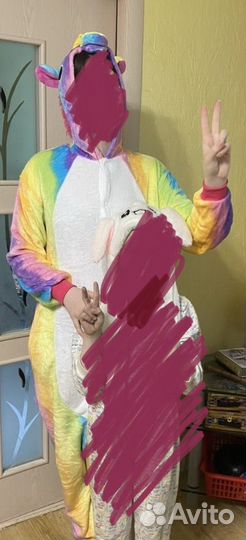 Пижама кигуруми единорог радужный