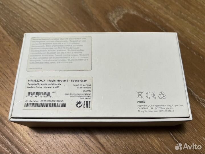 Apple Magic Mouse 2 space gray с черным кабелем