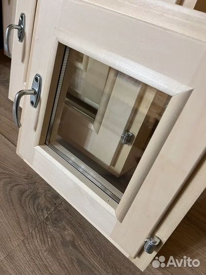 Форточки для бани со стеклопакетом из Липы