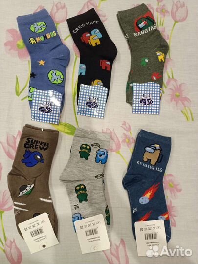 Новые детские носки набор 6 шт Амонг Ас 31-33р